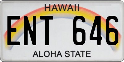 HI license plate ENT646