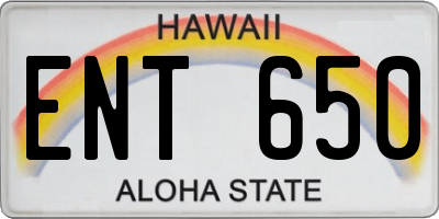 HI license plate ENT650