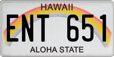 HI license plate ENT651