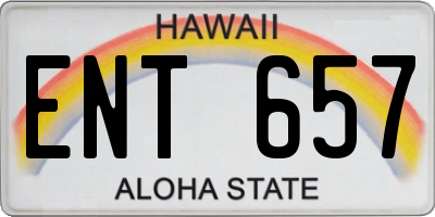 HI license plate ENT657