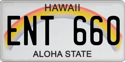 HI license plate ENT660
