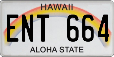 HI license plate ENT664