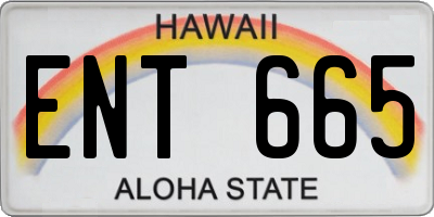 HI license plate ENT665