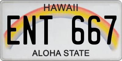 HI license plate ENT667