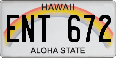 HI license plate ENT672