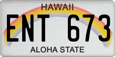 HI license plate ENT673