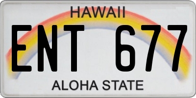 HI license plate ENT677