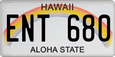 HI license plate ENT680