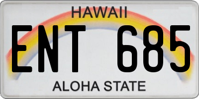HI license plate ENT685