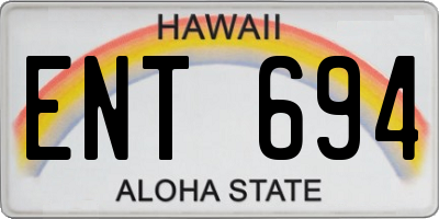 HI license plate ENT694