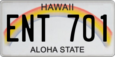 HI license plate ENT701