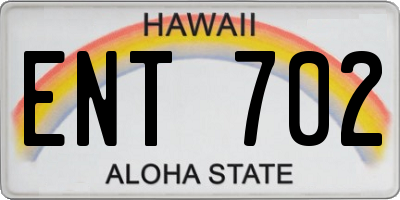 HI license plate ENT702