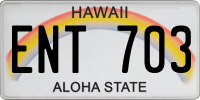HI license plate ENT703