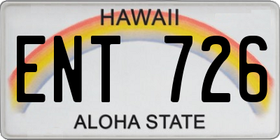 HI license plate ENT726