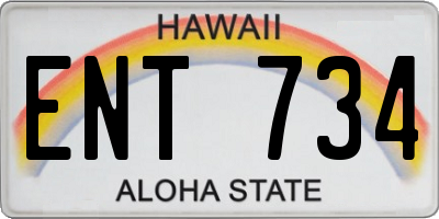 HI license plate ENT734