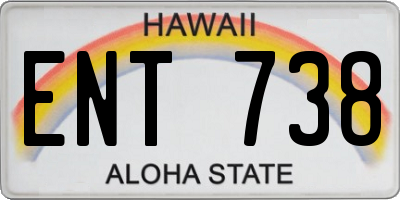 HI license plate ENT738