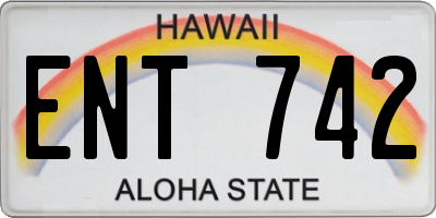 HI license plate ENT742