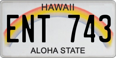 HI license plate ENT743