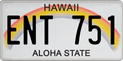 HI license plate ENT751