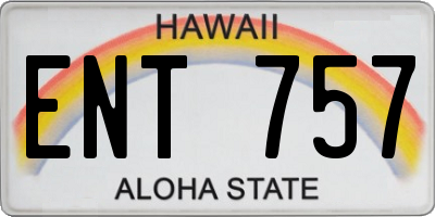 HI license plate ENT757
