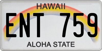 HI license plate ENT759