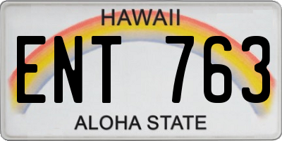 HI license plate ENT763