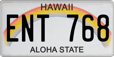 HI license plate ENT768
