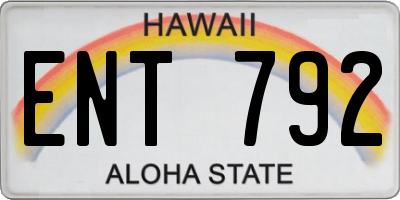 HI license plate ENT792