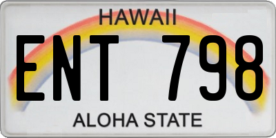 HI license plate ENT798