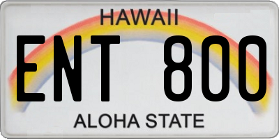 HI license plate ENT800
