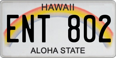 HI license plate ENT802