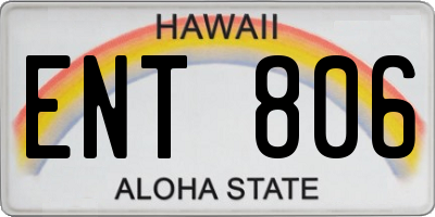 HI license plate ENT806