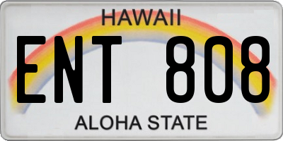 HI license plate ENT808