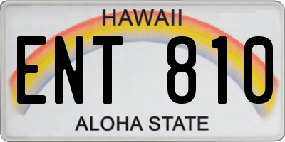HI license plate ENT810