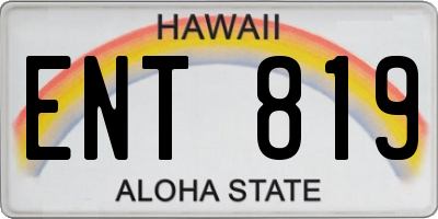 HI license plate ENT819