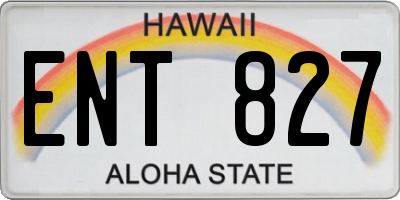 HI license plate ENT827