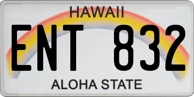 HI license plate ENT832
