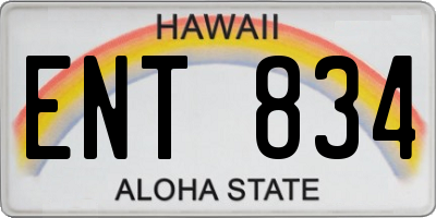 HI license plate ENT834