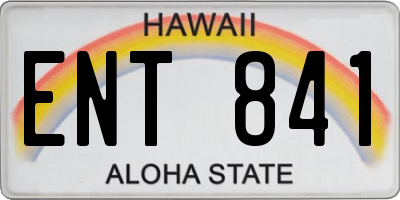 HI license plate ENT841