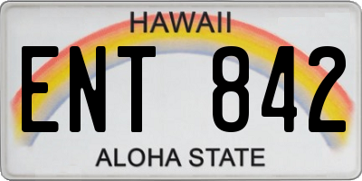 HI license plate ENT842