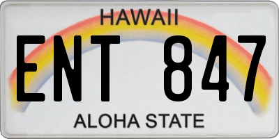 HI license plate ENT847