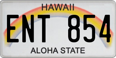 HI license plate ENT854