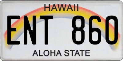 HI license plate ENT860