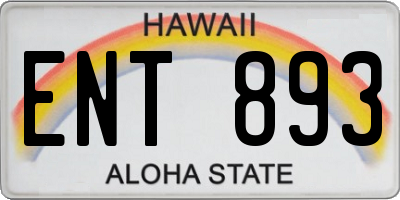 HI license plate ENT893