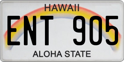 HI license plate ENT905