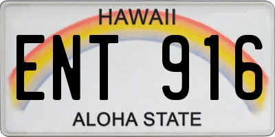 HI license plate ENT916