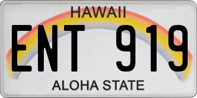 HI license plate ENT919