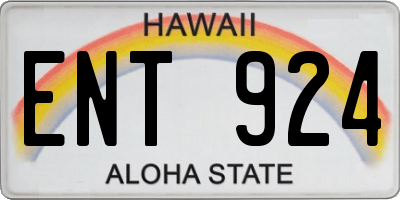 HI license plate ENT924