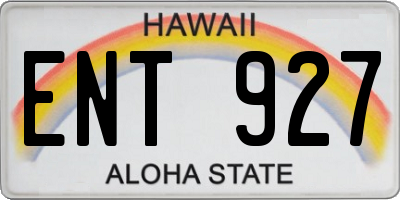 HI license plate ENT927