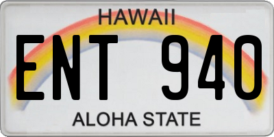 HI license plate ENT940